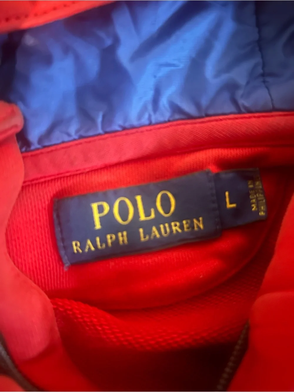 Ralph Lauren Red Hooded Zip-Up Jacket with Patch